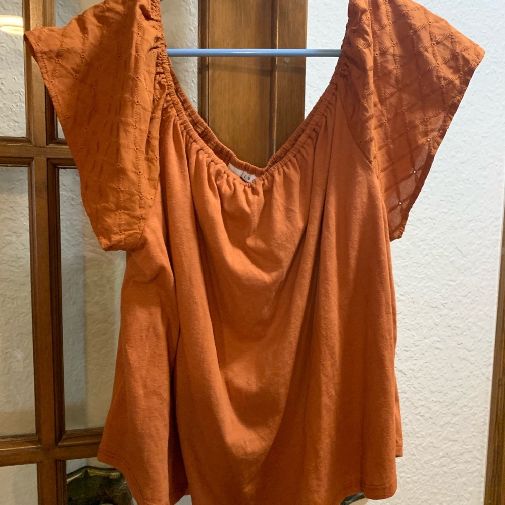 Spiced orange off the shoulder blouse